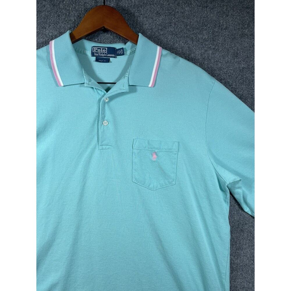 Polo Ralph Lauren Golf Fit Polo Shirt Men's XL Blue Pink Trim Short Sleeve - Picture 2 of 12